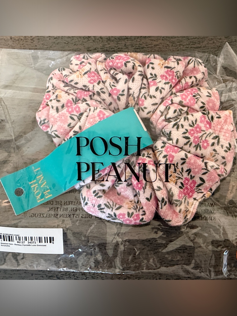 Posh Peanut Pink and Cream Floral Scrunchie